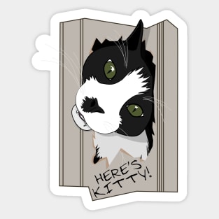 HERES KITTY breaks down door Sticker